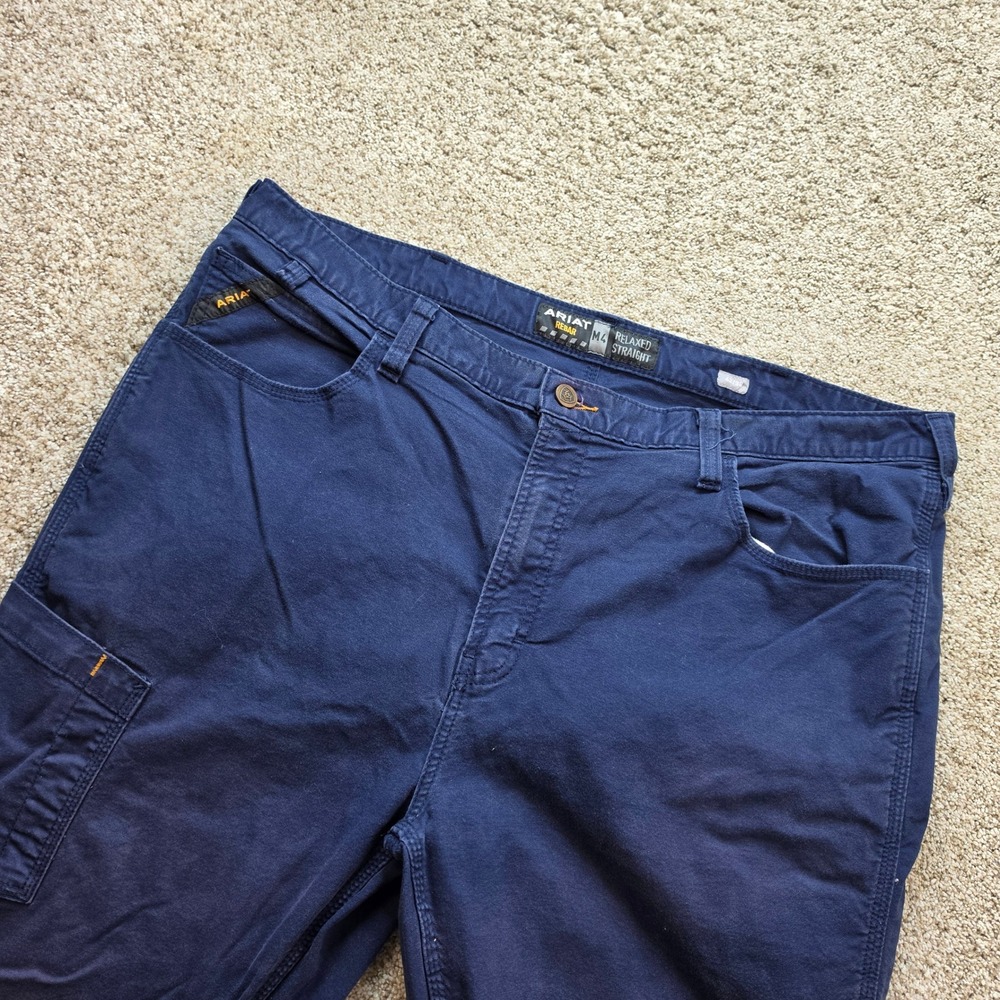Ariat Rebar M4 Relaxed Straight Pants Mens 42/38 Blue Workwear Utility Pocket